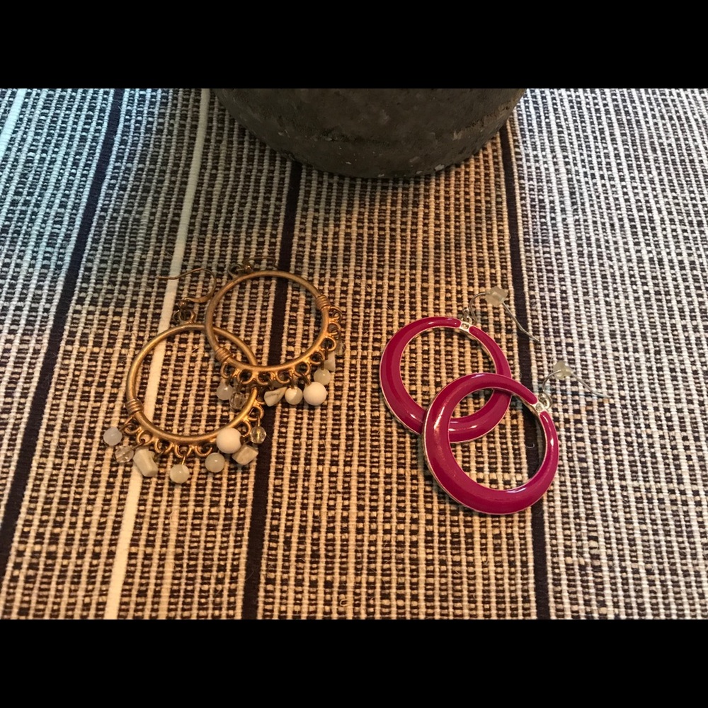 🍍Set of 2 pairs hoop pierced earrings